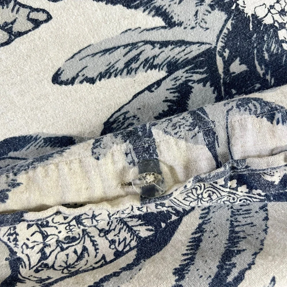 Pottery Barn Ari Elephant Toile Print King Duvet Cover Cotton Linen Blue Boho